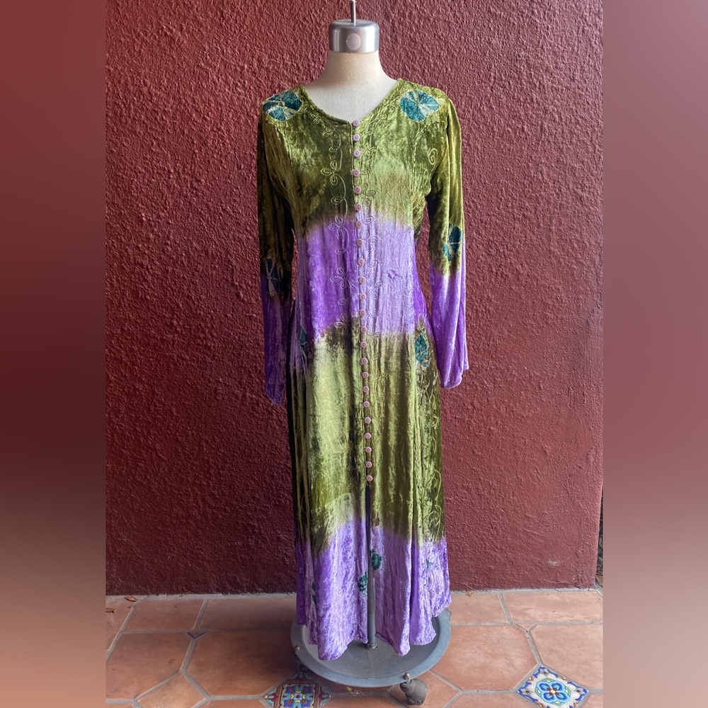 Vintage Boho Velvet Dress Jacket Fairy Ren Faire Plus Size